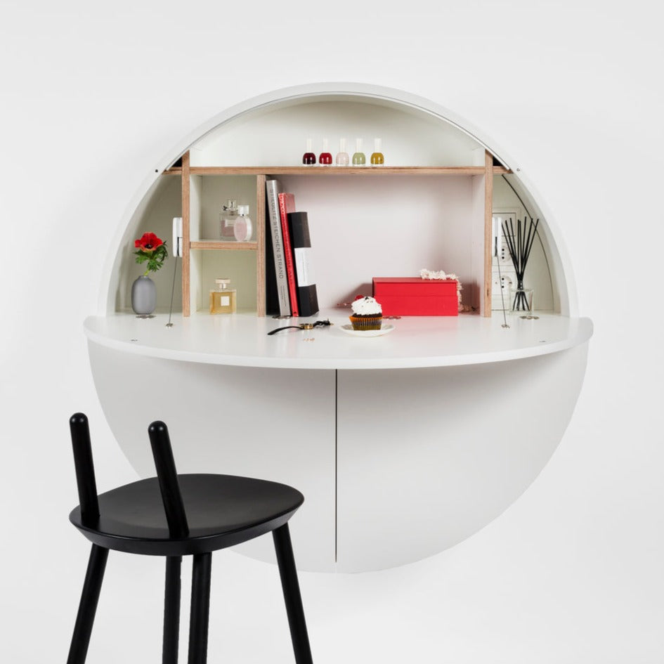 PILL Multifunctional Cabinet-white with white-opened shelf-interior view