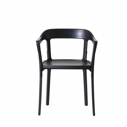 STEELWOOD Chair black frame and black base made of beech, front view