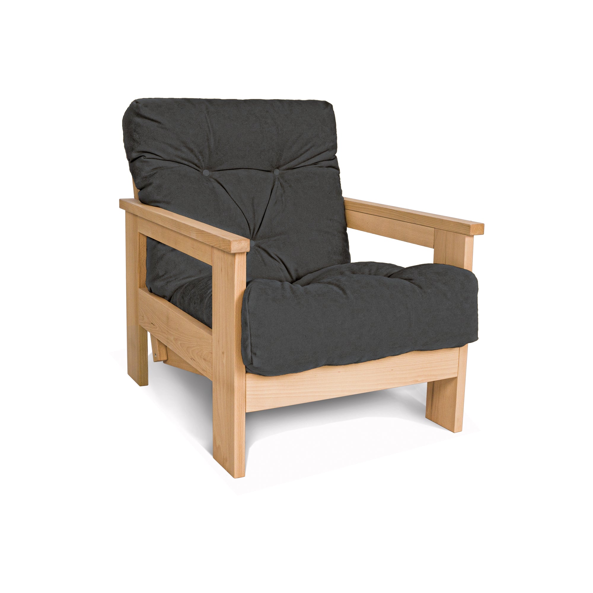 MEXICO Armchair, Beech Wood Frame, Natural Colour-gray fabric