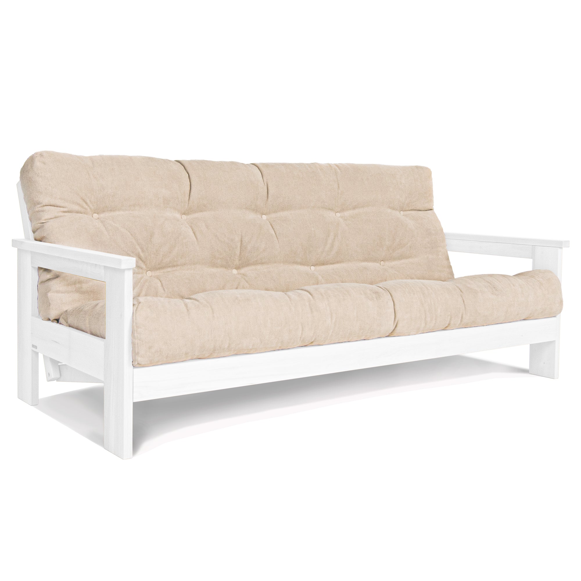 MEXICO Folding Sofa Bed-Beech Wood Frame White-creamy fabric colour MEXICO Folding Sofa Bed, Beech Wood Frame, White Colour-creamy fabric