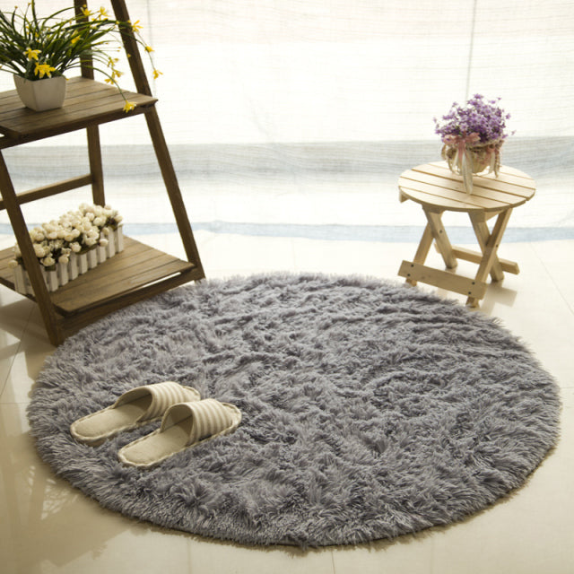 Flauschige runde Teppiche für Wohnzimmer