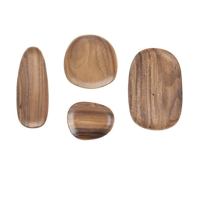 Unregelmäßige ovale Tabletts aus massivem Holz, Akazie aus ganzem Holz