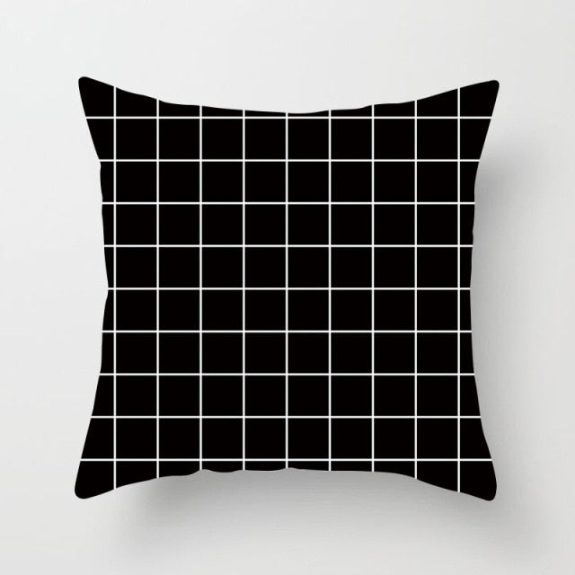 GEOMETRIC Kissenbezug Schwarz-Weiß-Druck