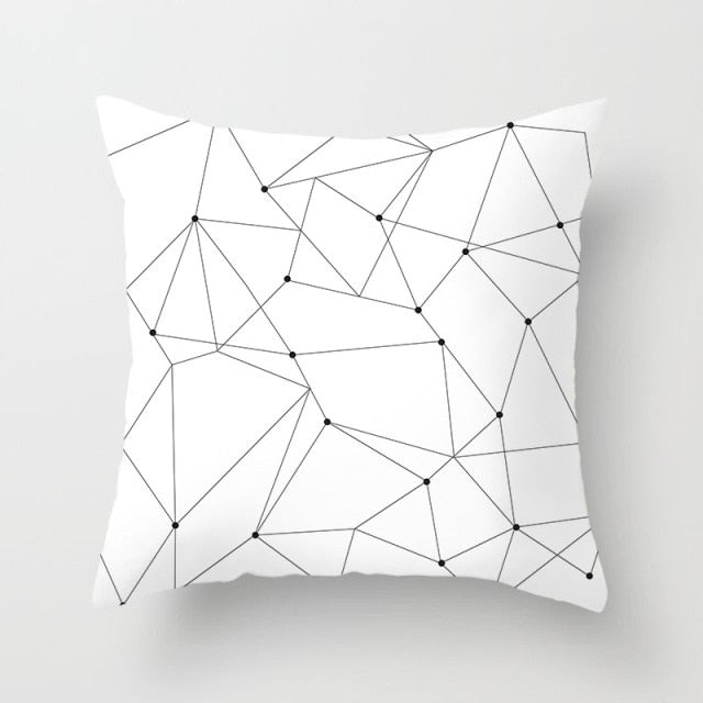 GEOMETRIC Kissenbezug Schwarz-Weiß-Druck