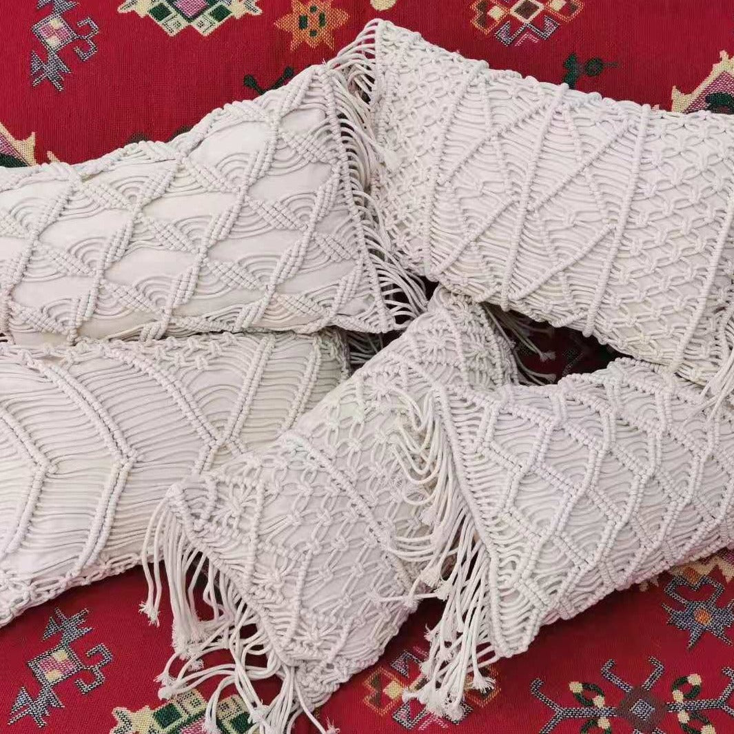 MACRAME HANDMADE Kissenbezüge aus Baumwollgarn