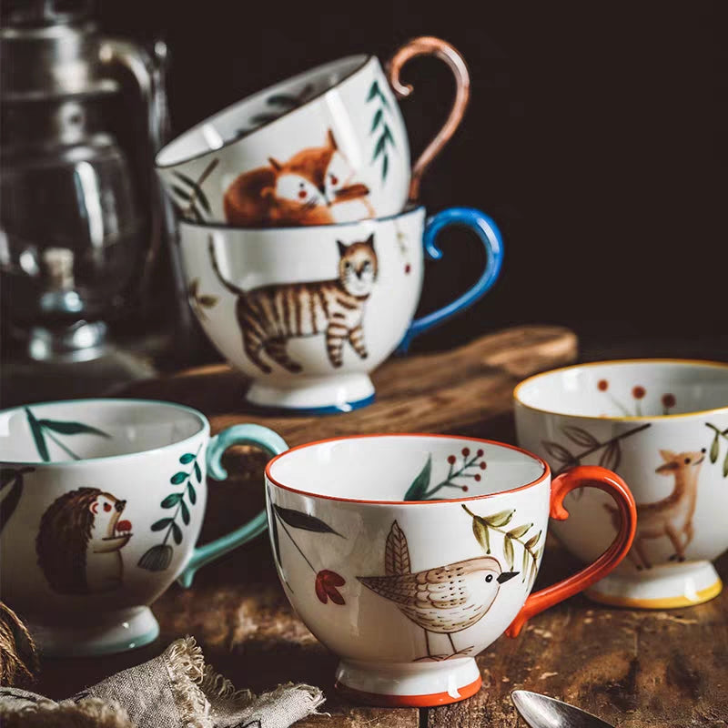 Nordic Style Retro Kaffeebecher aus handbemalter Keramik