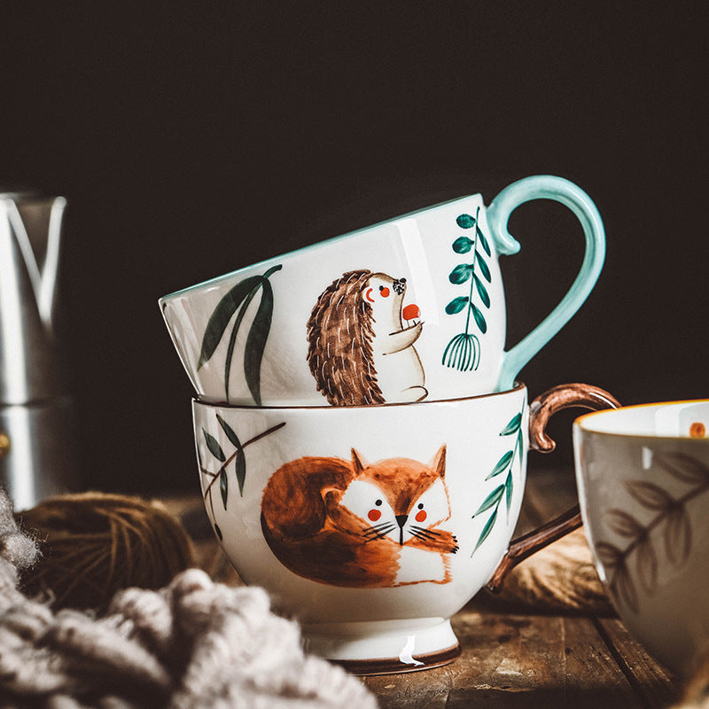 Nordic Style Retro Kaffeebecher aus handbemalter Keramik