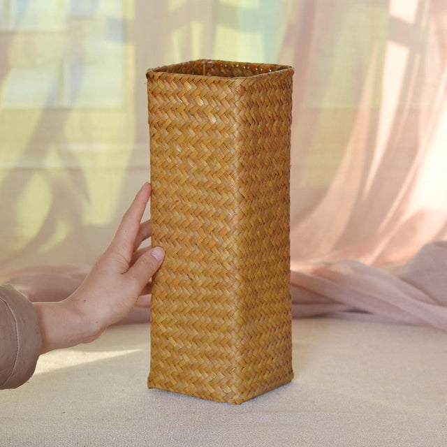 Bambus gewebt Hand stricken Blume Vase