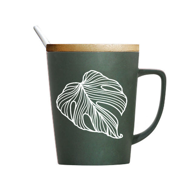 Blatt-Muster-Keramik-Kaffeetasse