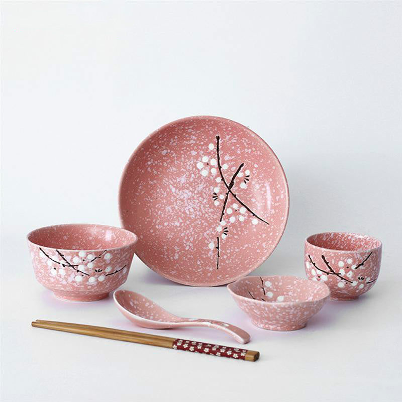 Keramik-Geschirr-Set im japanischen Stil, rosa