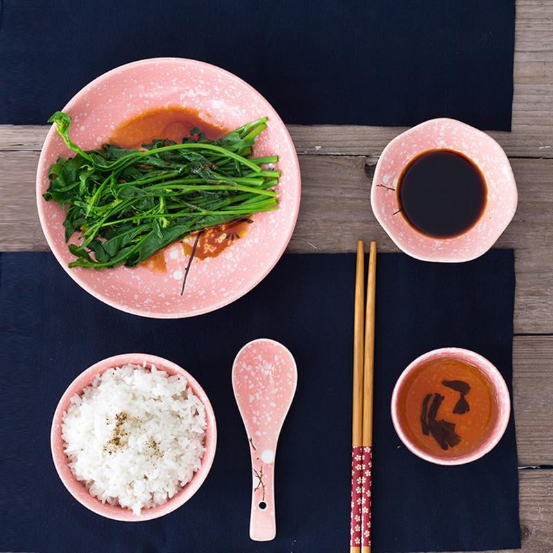 Keramik-Geschirr-Set im japanischen Stil, rosa