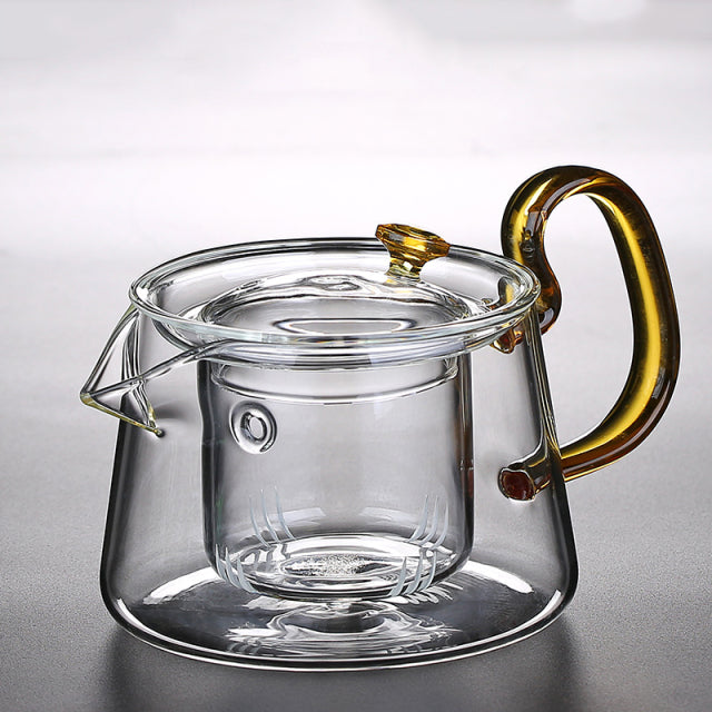 Hitzebeständige Teekanne aus transparentem Glas im japanischen Stil