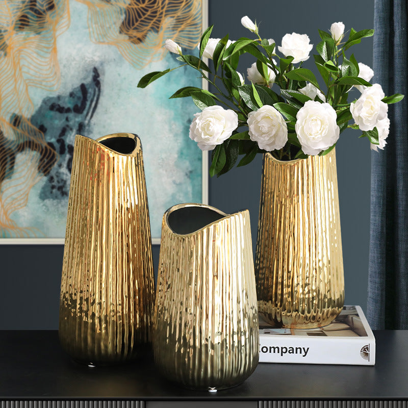 Goldene keramische Vase für Heimdekoration