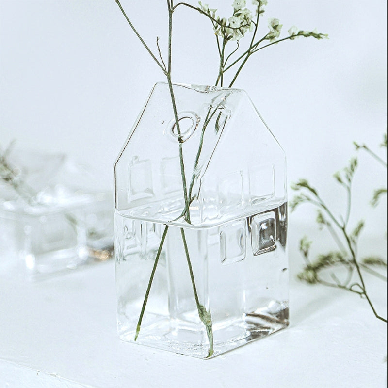 Hausform Glasvase Blume