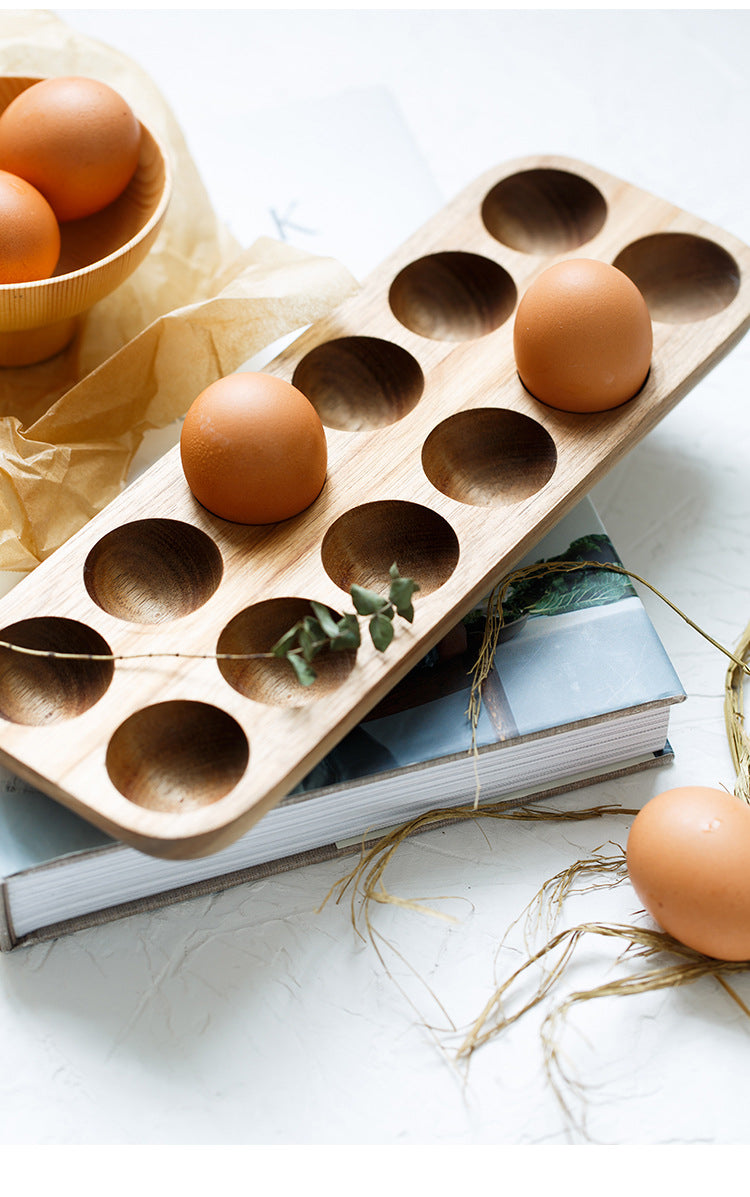 Doppelreihige Eieraufbewahrung aus Holz im japanischen Stil