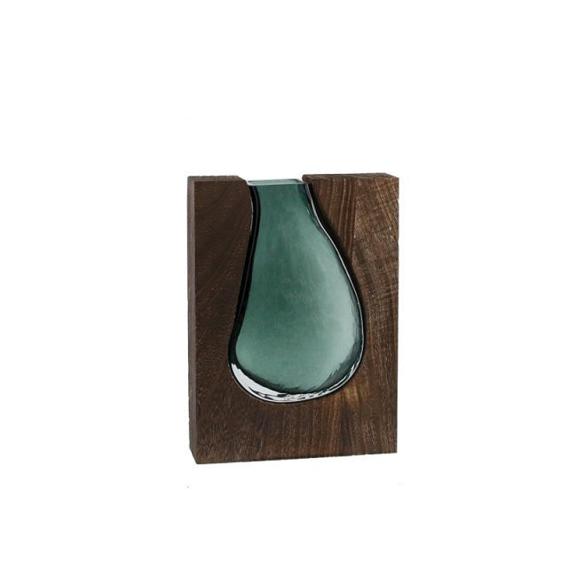 Nordic Log Massivholz Vase aus transparentem Glas