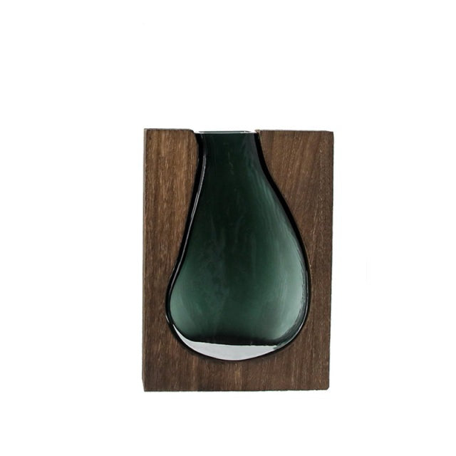 Nordic Log Massivholz Vase aus transparentem Glas