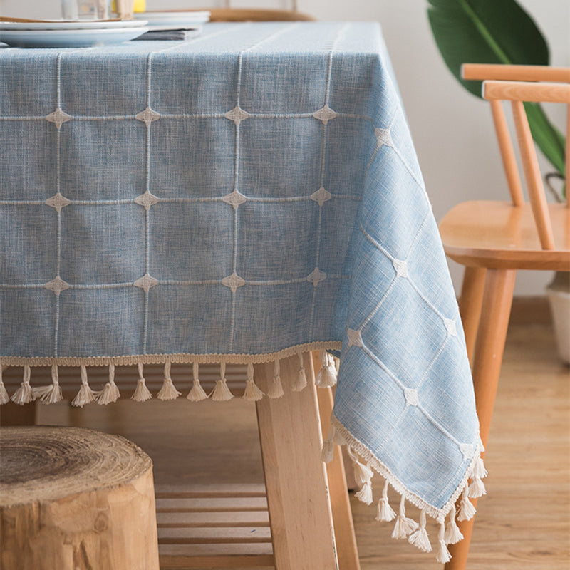 Baumwoll-Leinen-Tischdecke mit besticktem rechteckigem Japan-Stil