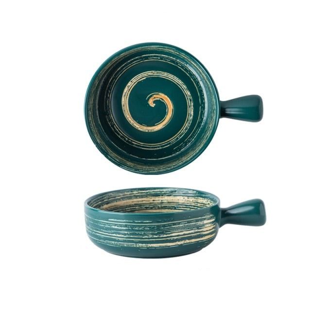 Nordische Keramikschalen mit stilvollem Griff